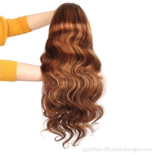 SPARK Highlight Lace front Human Hair Wigs for Black Women Brazilian Hair lace Brown Blonde Mixed Colored Wig Pre Plucked